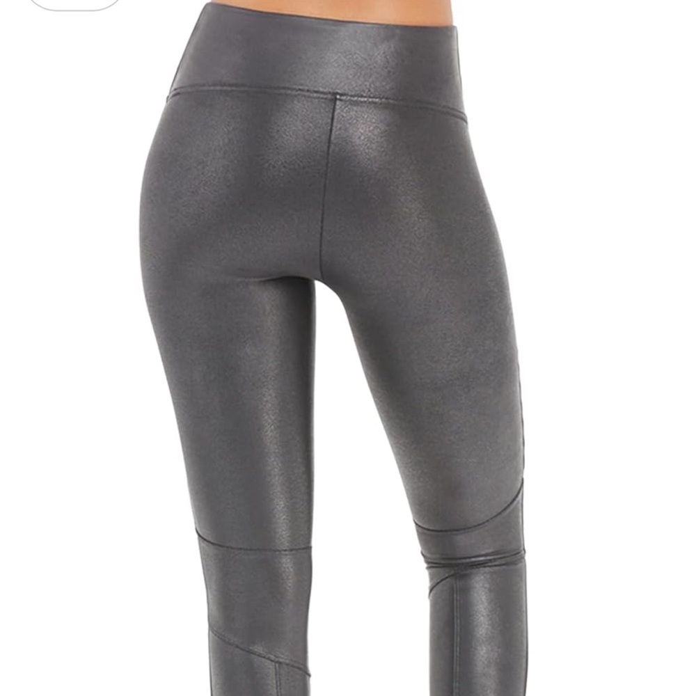 SPANXS MOTO Shiny Black High-Waisted Leggings